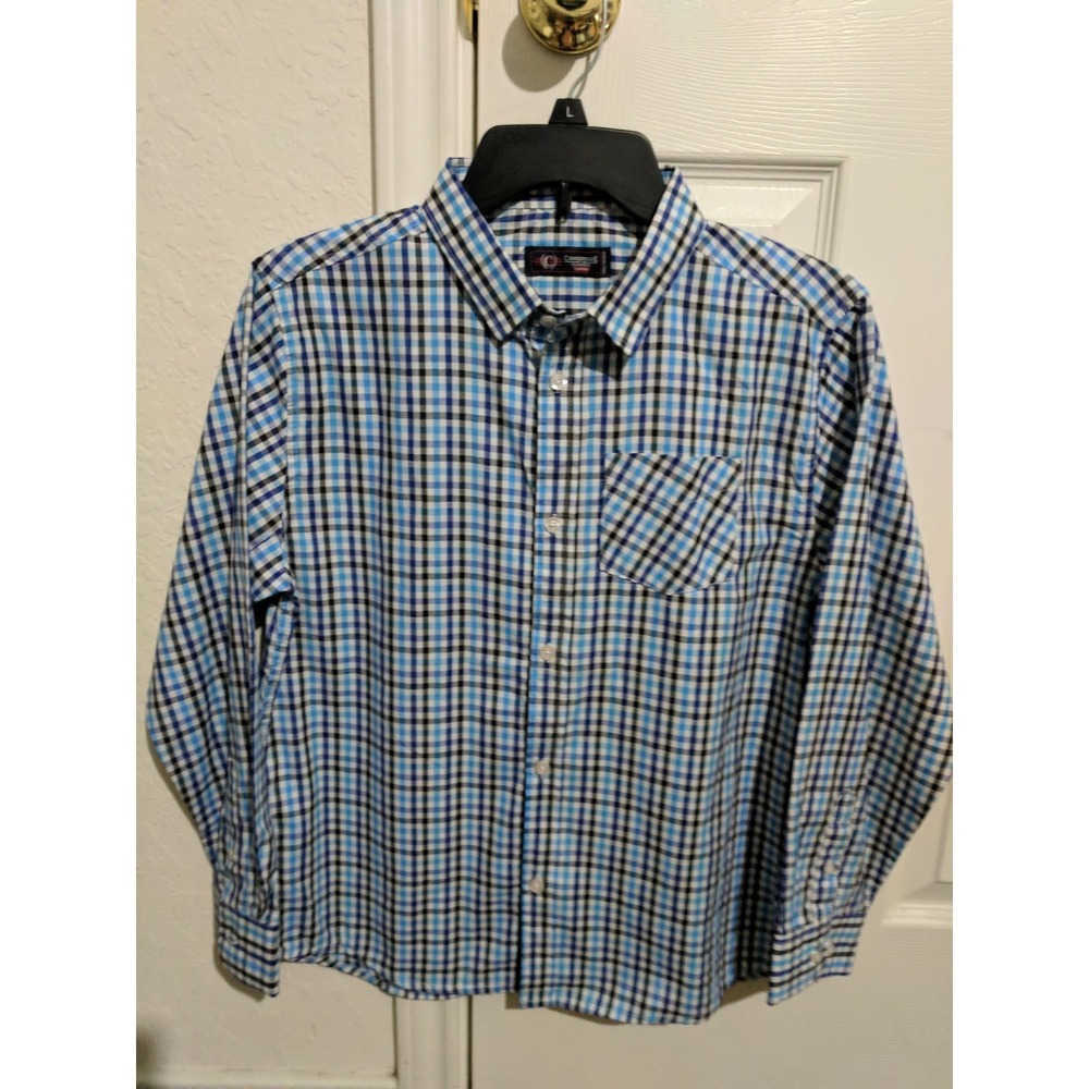 Boys size Large Cambridge Classics dress shirt blue/black NEW
